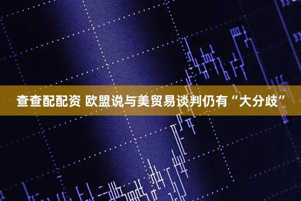 查查配配资 欧盟说与美贸易谈判仍有“大分歧”